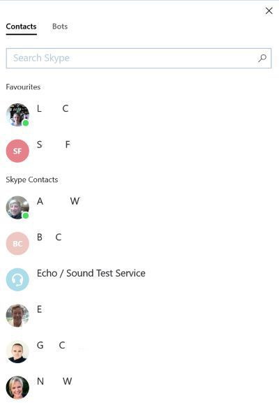 skype contacts list